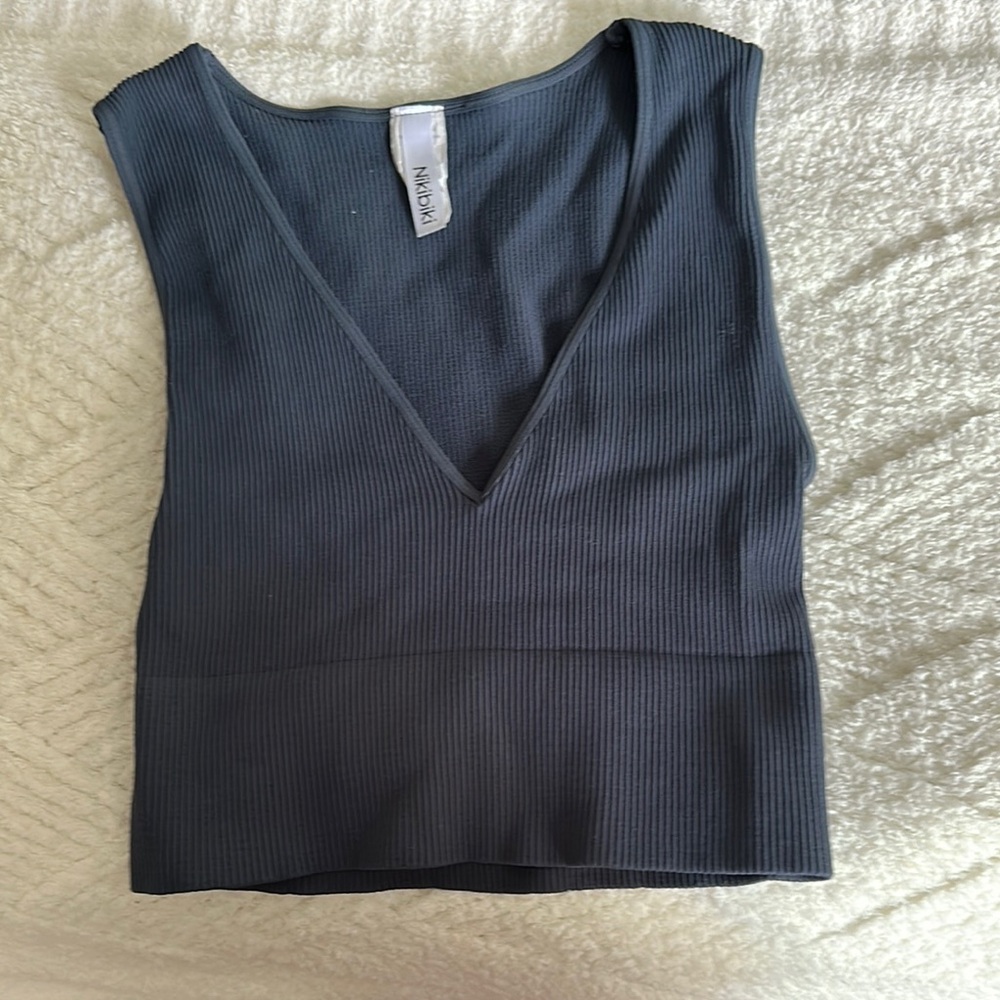 Dark grey ribbed tank top